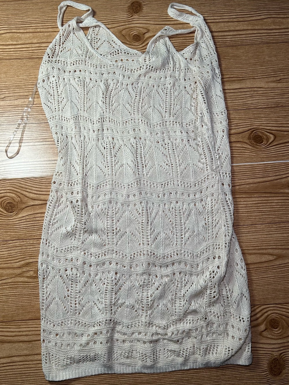Shade & Shore Cream Crochet Mini Slip Dress